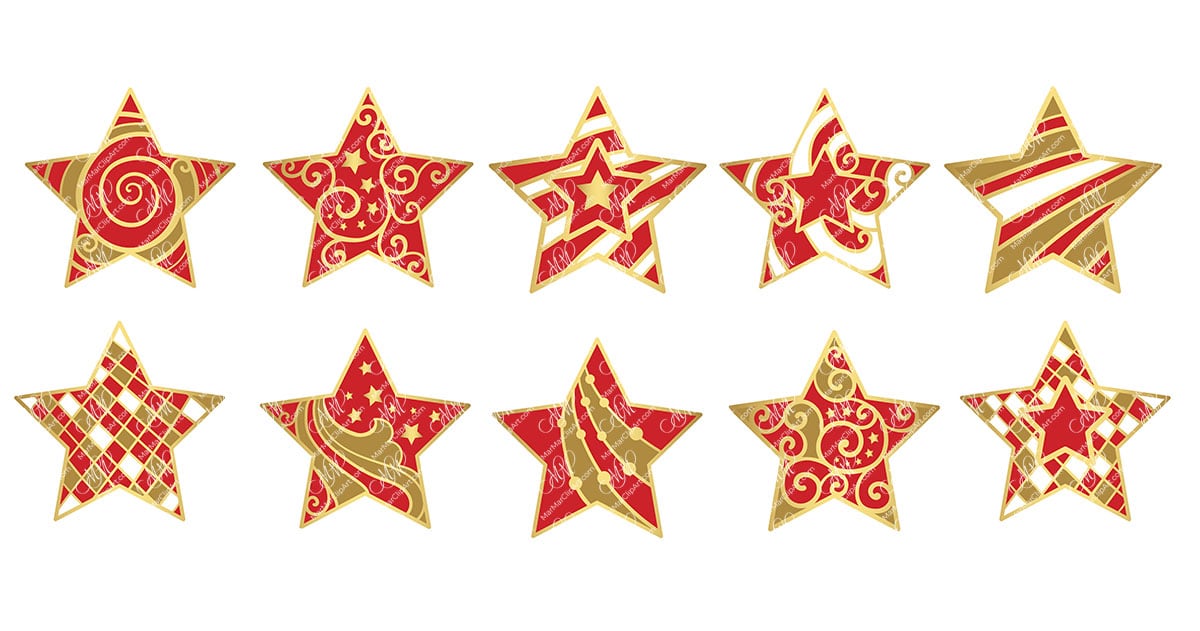 Vector Clipart 10 Christmas Stars MarMarClipArt