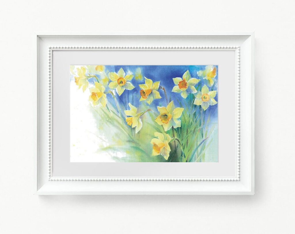 Flower watercolor. Spring narcissus • MarMarClipArt