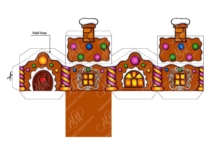 Pattern for a gingerbread house • MarMarClipArt