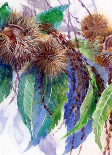 Chestnut Branch Watercolor Art